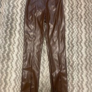 Brown Faux Leather Pants